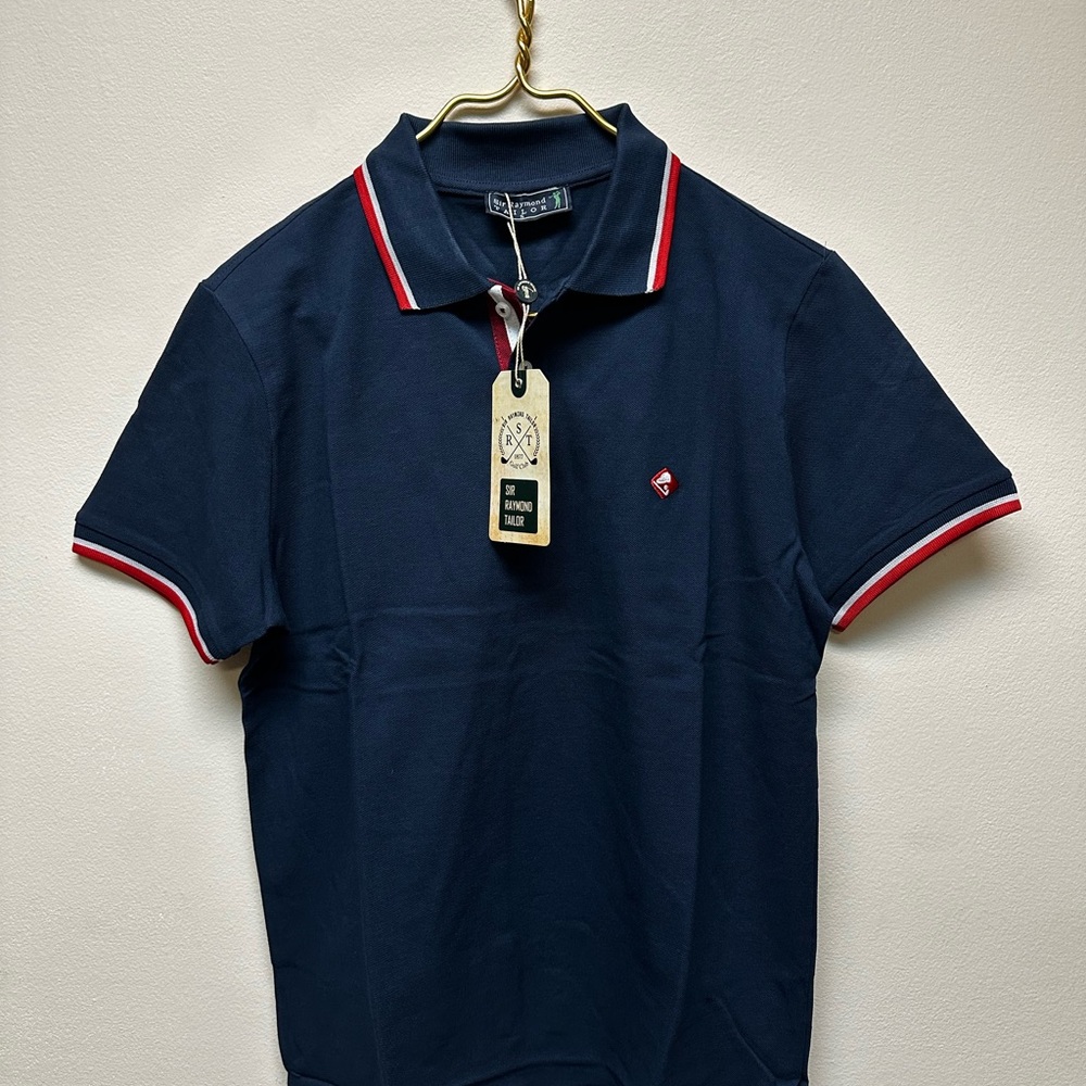 Classic Navy Polo Shirt with Red and White Trim